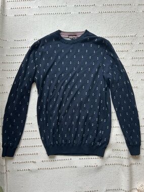 Ted Baker Navy Patterned Crewneck Sweater